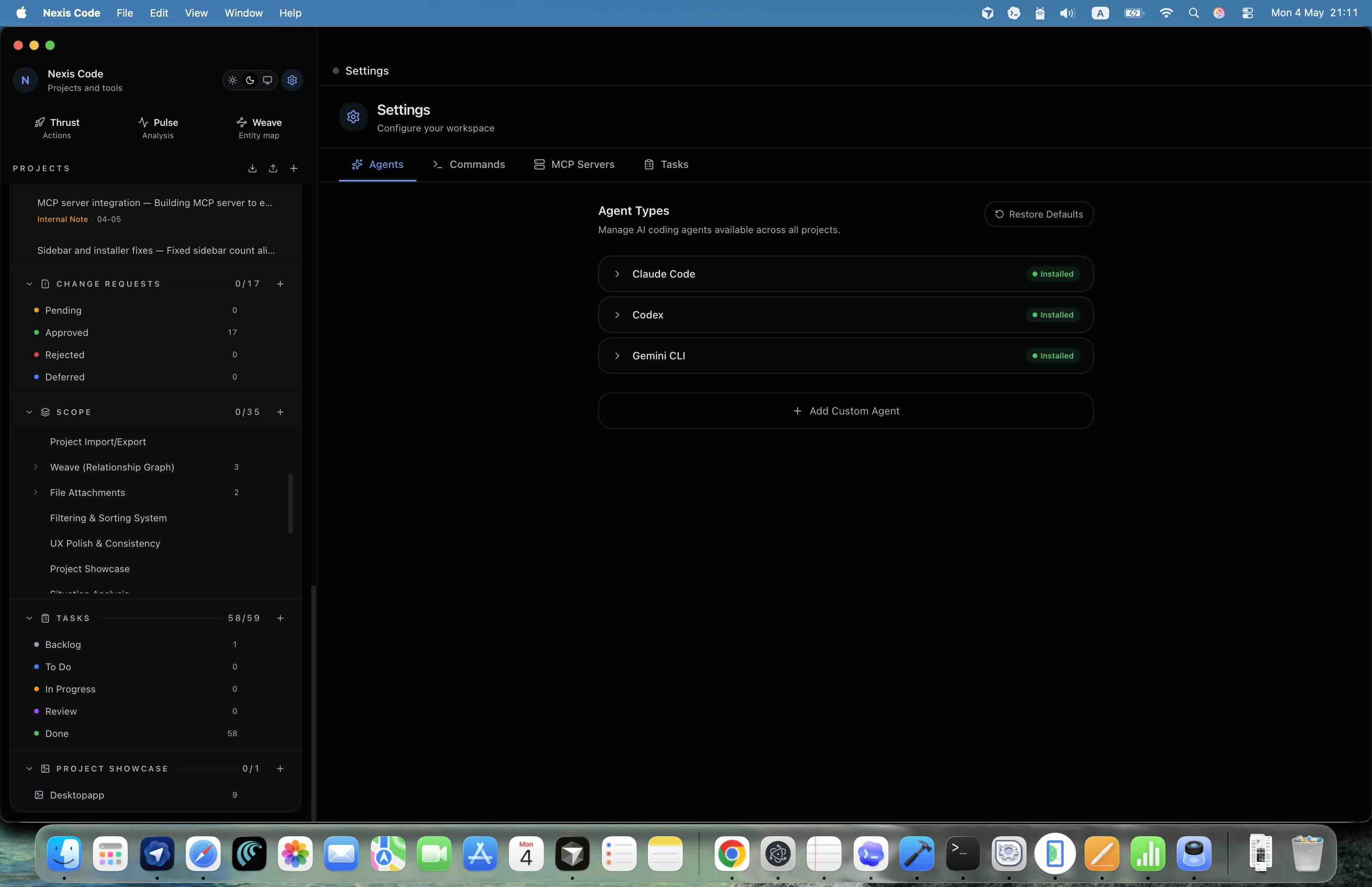 Agent settings screenshot